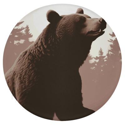 Dwrepo Round Seat Cushion Wild Bear Chair Cushions Non Slip Removable Chair Pad Stool Cushion Stool Seat Cover for Couch Sofa Floor Office Kitchen 15.3 Inch