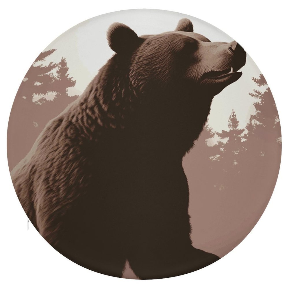 Dwrepo Round Seat Cushion Wild Bear Chair Cushions Non Slip Removable Chair Pad Stool Cushion Stool Seat Cover for Couch Sofa Floor Office Kitchen 15.3 Inch