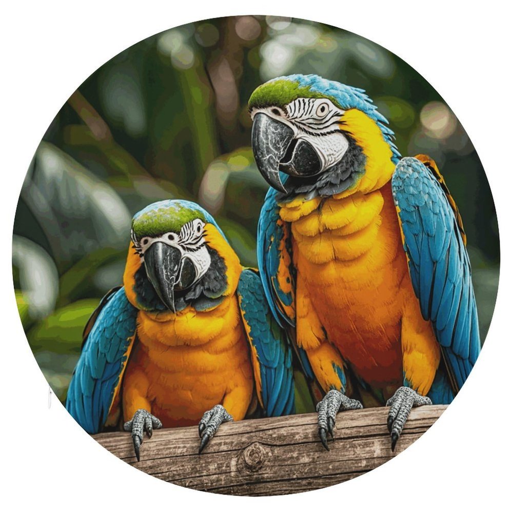 Dwrepo Round Seat Cushion Two Parrots Chair Cushions Non Slip Removable Chair Pad Stool Cushion Stool Seat Cover for Couch Sofa Floor Office Kitchen 15.3 Inch