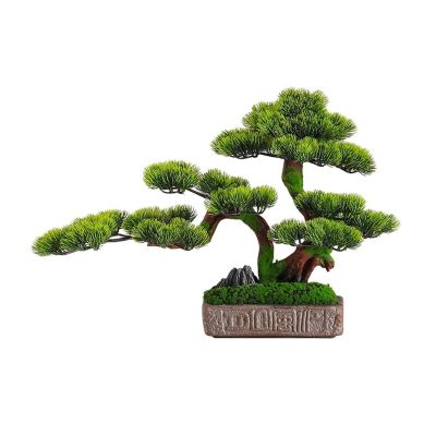 MOOWI Artificial Bonsai Tree Restaurant Hotel Fake Greenery Potted Plant Fake Pine Tree Coffee Table Ornaments Chinese Decorations Simulation Pine Tree Bonsai Artificial Trees Plants