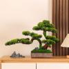 MOOWI Artificial Bonsai Tree Restaurant Hotel Fake Greenery Potted Plant Fake Pine Tree Coffee Table Ornaments Chinese Decorations Simulation Pine Tree Bonsai Artificial Trees Plants view 4
