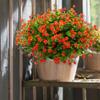 AevrBlos Artificial Mums Fall Flowers for Outdoors Fake Plants, 16 Bundles Faux Eucalyptus Flower Plants UV Resistant No Fade Faux Shrubs Home Garden Thanksgiving Porch Patio Autumn Decoration view 4
