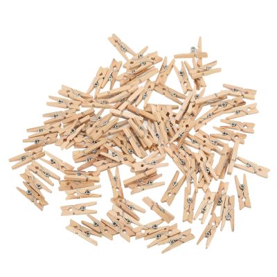 Tyenaza 100Pcs Mini Clothes Pins, Wooden Unfinished Sturdy Wide Application Wooden Clothespins Picture Clips for Photos, Crafts, Hanging Pictures, Baby Shower