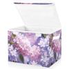 Tatenale Collapsible Storage Bins with Lids Decorative Fabric Storage Cubes Closet Organizer and Storage Basket Boxes Containers for Clothes Box Chest Folding Rectangle Hydrangea Purple Pink view 2