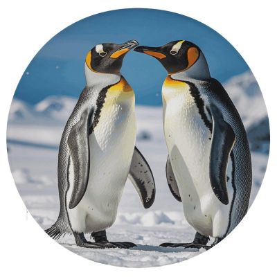 Dwrepo Round Seat Cushion Young Penguins with Snow Chair Cushions Non Slip Removable Chair Pad Stool Cushion Stool Seat Cover for Couch Sofa Floor Office Kitchen 15.3 Inch