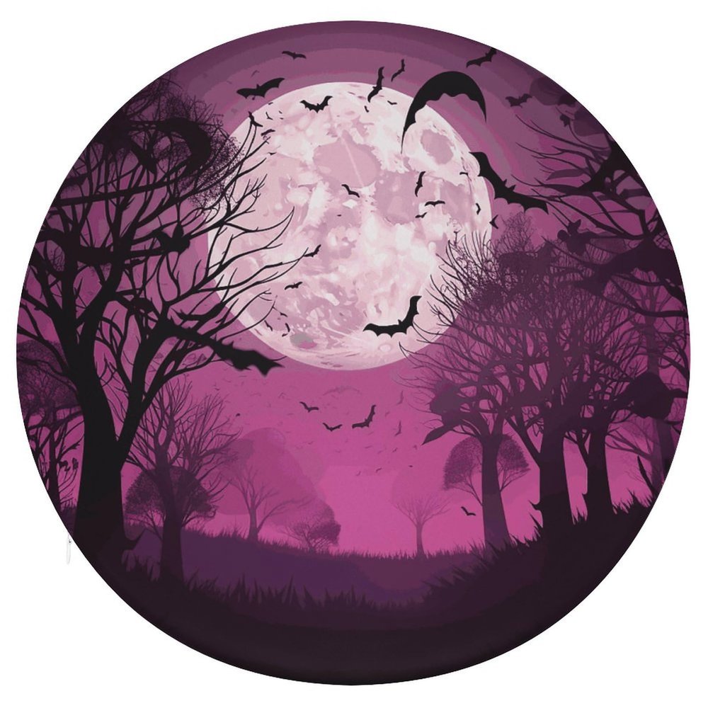 Dwrepo Round Seat Cushion Purple Moon Chair Cushions Non Slip Removable Chair Pad Stool Cushion Stool Seat Cover for Couch Sofa Floor Office Kitchen 15.3 Inch
