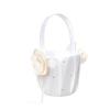 EINCORN Small Flower Girl Basket with Flowers White Wedding Ring Pillow Ring Bearer Pillows Ring Bearer Cushion for Ceremony view 1