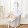 EINCORN Small Flower Girl Basket with Flowers White Wedding Ring Pillow Ring Bearer Pillows Ring Bearer Cushion for Ceremony view 4
