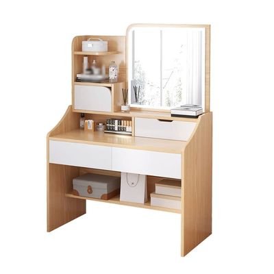 YOUQUEEN Dressing Table Vanity Set Dressing Table with Mirror with 4 Drawers Open Storage Rack, Shelf,Ladies Or Girls Dresser Dressing Table with Mirror