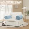 ZYANLING 2 Piece Thick Velvet Sofa Stretch Armrest Coverss Stretch Arm Covers for Chairs Couch Sofa Armchair Slipcovers for Recliner Sofa with 10 Twist Pins (Light Blue) view 2
