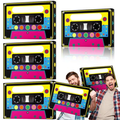 Fuyoooo 4 Pcs 80s 90s Party Favor Boxes 16 x 10 in Large Cassette Player Party Treat Boxes Boom Cassette Tape Hip Hop Decor for Retro 1980s 1990s Christmas Decor Music Neon Birthday Supplies(Classic)