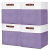 Bagnizer 13x13 Cube Storage Bins, Collapsible Fabric Storage Box, 4 Pack Closet Baskets with Handles for Organizing, Shelf, Toys, Clothes, Home, Office, Nursery (Purple&White) view 1