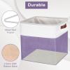 Bagnizer 13x13 Cube Storage Bins, Collapsible Fabric Storage Box, 4 Pack Closet Baskets with Handles for Organizing, Shelf, Toys, Clothes, Home, Office, Nursery (Purple&White) view 4
