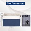 Bagnizer Storage Bins Large Fabric Storage Baskets for Shelves 3 Pack, Decorative Linen Closet Baskets with Handles for Organizing, Shelf, Clothes, Home, Office, 15x11x9.5Inches (NavyBlue&White) view 3