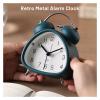 LAGEON Vintage Alarm ClockAlarm Clocks for Heavy Sleepers Silent Metal Twin Bell Alarm Clock, Retro Alarm Clocks Bedside with Night Light Function(Blue) view 2