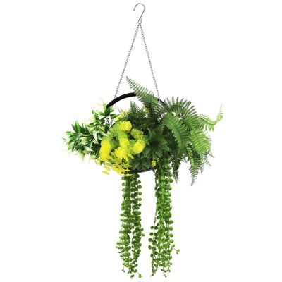 FLORALEAF 2 PcsHanging Artificial Plants with Rings Fake Hanging Plant Greenery for Wall Home Living Room Indoor Outdoor Decoration Yellow Green