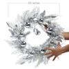 BINFEN 20" Silver Christmas Wreaths for Front Door, Silver Berry Leaves Bells Balls Xmas Wreath with White Fake Pampas Grass, Door Reef for Windows Fireplaces Walls, Front Porch Indoor and Outdoor view 2