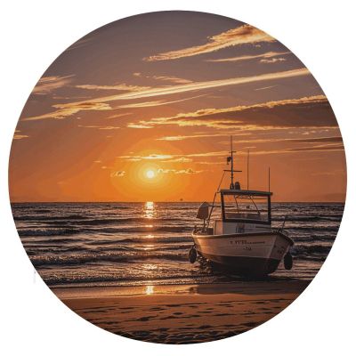 Dwrepo Round Seat Cushion Boat Beach Sunrise Time Nautical Chair Cushions Non Slip Removable Chair Pad Stool Cushion Stool Seat Cover for Couch Sofa Floor Office Kitchen 15.3 Inch