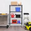 Dopinmin Shelf 4-Tier Wire Shelving Commercial Metal Shelf Rack 1400 LBS Capacity with Wheels Multi-Function for Laundry Bathroom Kitchen, Black view 2