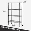 Dopinmin Shelf 4-Tier Wire Shelving Commercial Metal Shelf Rack 1400 LBS Capacity with Wheels Multi-Function for Laundry Bathroom Kitchen, Black view 3