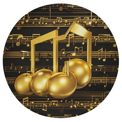 Dwrepo Round Seat Cushion Gold Musical Note with Fallen Shiny Star Chair Cushions Non Slip Removable Chair Pad Stool Cushion Stool Seat Cover for Couch Sofa Floor Office Kitchen 15.3 Inch