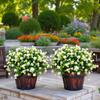 AevrBlos Artificial Fake Flowers Plants for Outdoor, 16 Bundles Faux Eucalyptus Flower UV Resistant Realistic for Planter Front Door Porch Patio White view 2