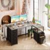 Coleshome L Shaped Computer Desk with 6 Drawers & Power Outlet, 55 Inch Corner Desk with Reversible Storage Shelf & File Drawer, Home Office Desk, Grey Oak view 4