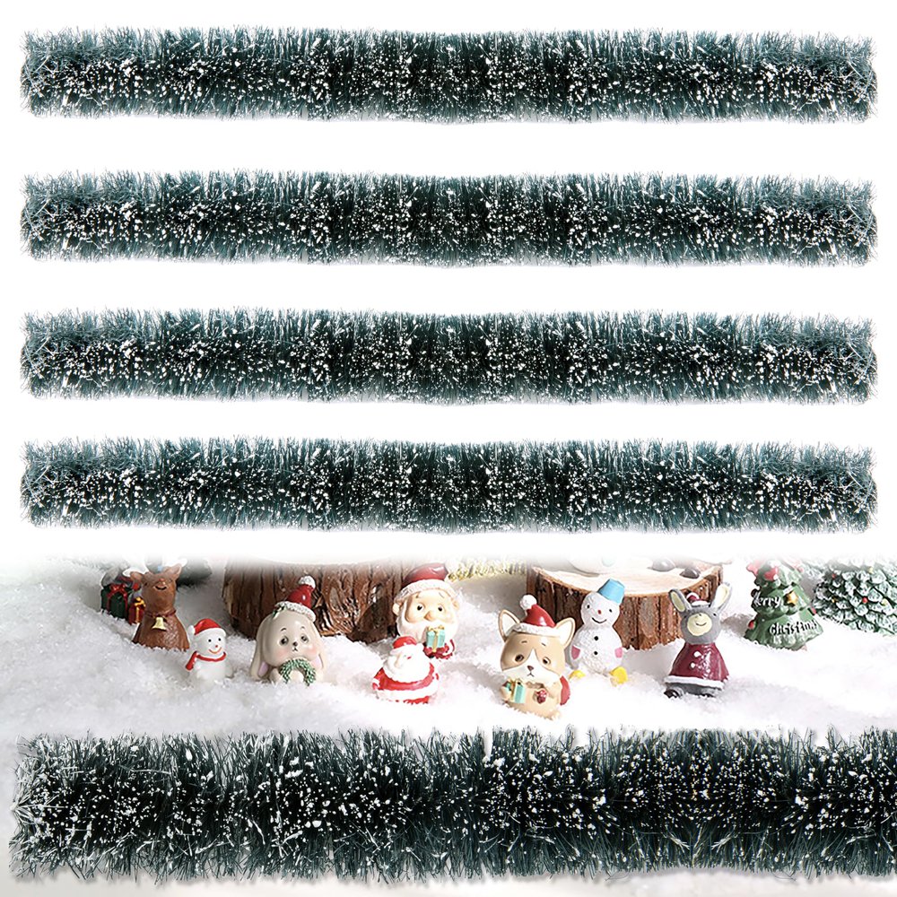 Accessories Village Collections Flexible Sisal Hedge Suitable for Rural Scenes, Christmas Village Display, and Snow Scenes DIY Decoration, 4 Packs 12x2x1 inches