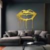 Gasijet Dripping Lips Metal Wall Art, Kiss Lips Wall Decor, Romantic Home Decor, Modern Wall Decor, Personalized Metal Sign, Home Decor Living Room, Bedroom Art (Gold, 44"x39"|112x99cm) view 1