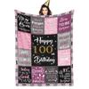 Gypsophila 100th Birthday Gifts for Women Blanket, 100th Birthday Party Supplies Decorations, Happy 100th Birthday Gifts for 100 Year Old Woman, 1924 Gifts for 100th Birthday Women Mom Grandma view 1