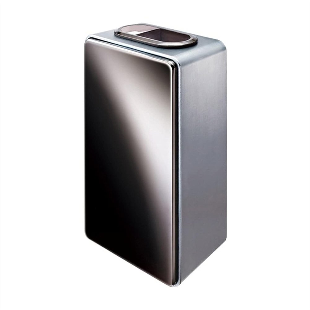 DUANZEYUQA Outdoor Garbage Can Stainless Steel Trash Can with Lid, Commercial Open Top Garbage Can Modern Indoor Metal Waste Container Floor Standing Large Trash Can