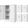 5 Pieces Metal Storage Cabinets with Shelves and Doors, Locking storage Cabinet for Kitchen, Entryway, Living Room, Home Office, Garage, Utility Room and Basement, 36.2" H x 31.5" W x 15.7" D (White) view 1