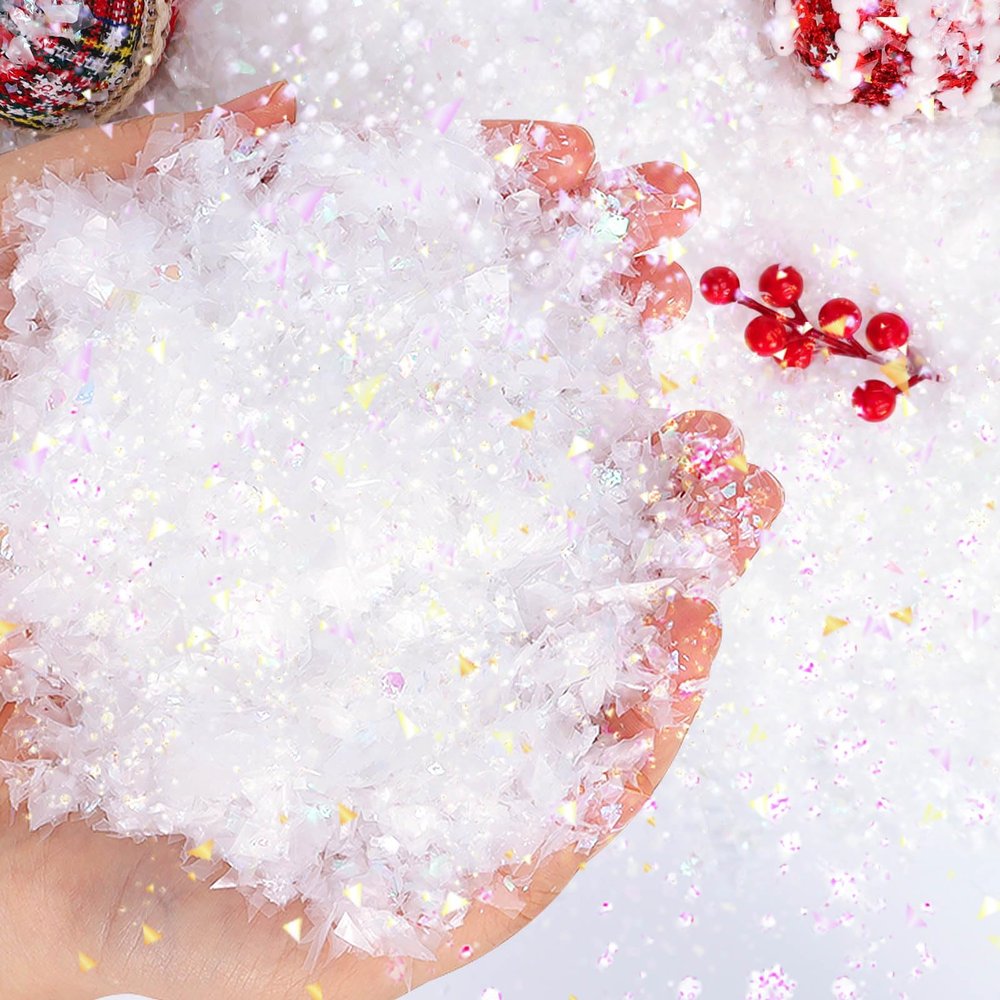 RGQSUN 5.29oz Christmas Artificial Flake Snow Twinkles Fake Snow Sparkling Snow for Crafts,Powder Filler Snow for Christmas Party Decoration Supplies