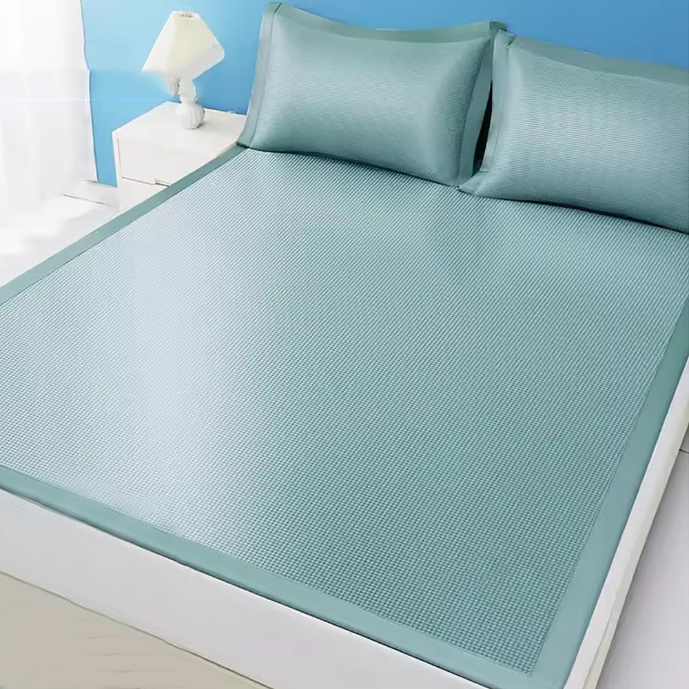 Cooling Sleeping Mat Foldable Summer Ice Silk Mat, Ultra Cold Tech Fiber Cool Mattress Cover, Comfort Soft Nonslip Matting Cover for All Seasons(Green,180 * 200cm)