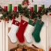 guccde Christmas Stockings with Initials, Personalized Embroidered Monogram 18 Inches Knitted Christmas Stockings Fireplace Xmas Stockings for Kids,Family Holiday Party Decoration White Red Letter J view 2