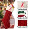 guccde Christmas Stockings with Initials, Personalized Embroidered Monogram 18 Inches Knitted Christmas Stockings Fireplace Xmas Stockings for Kids,Family Holiday Party Decoration White Red Letter J view 3