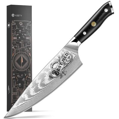 ASETY Men Gifts: Damacus Chef Knife - Gifts for Dad, Birthday Gift from Daughter Son Kids, Full Tang G10 Handle, Christmas, Thanksgiving Best Dad Ever