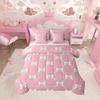 Feelyou Bow Pearl Bed Set Includes Comforter, Sheet Set, Pillowcases & Pillow Covers Set King Size Cute Bowknot 7 Pieces Bedding Set, Girls Decor Girls Bow Bed in a Bag, Microfiber Elegant Bow Bedroom view 1