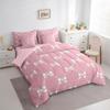 Feelyou Bow Pearl Bed Set Includes Comforter, Sheet Set, Pillowcases & Pillow Covers Set King Size Cute Bowknot 7 Pieces Bedding Set, Girls Decor Girls Bow Bed in a Bag, Microfiber Elegant Bow Bedroom view 2