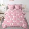 Feelyou Bow Pearl Bed Set Includes Comforter, Sheet Set, Pillowcases & Pillow Covers Set King Size Cute Bowknot 7 Pieces Bedding Set, Girls Decor Girls Bow Bed in a Bag, Microfiber Elegant Bow Bedroom view 3