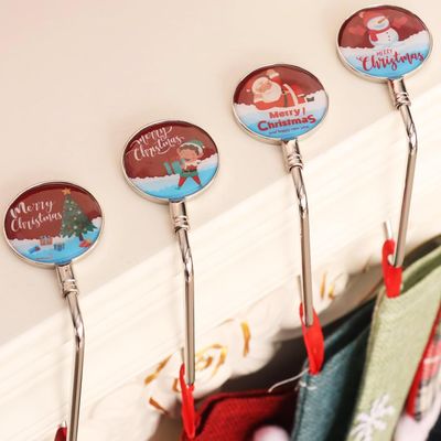 XIUSHE Christmas Stocking Holders for Mantle Set of 4-Non-Slip Stocking Christmas Stocking Hanger Hooks,Stocking Hooks for Mantle Stocking Holders for Xmas Fireplace and Party Decor (Multi Hooks)