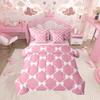 Feelyou Cute Bow 7-Piece Bedding Set, Queen Size Kids Pearl Bow Bed in a Bag, Cute Bowknot Bed Set Includes Comforter, Sheet Set, Pillowcases & Pillow Covers Breathable Elegant Pink view 1