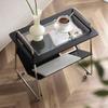 RENEESME Sofa Wind Sofa Side Table Black Nightstand Modern Simple Living Room Small Tea Table Mobile Trolley Sofas for Living Room view 2