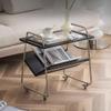 RENEESME Sofa Wind Sofa Side Table Black Nightstand Modern Simple Living Room Small Tea Table Mobile Trolley Sofas for Living Room view 4