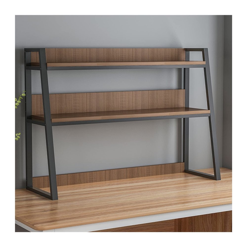 YUXING1205 Bookcases 2-Tier Brown Desktop Bookshelf Wooden Bookcase PC Desk Bookshelf Storage Organizer Shelves Rack for Office Supplies Organizer, Home Decor Bookshelf Bookcase