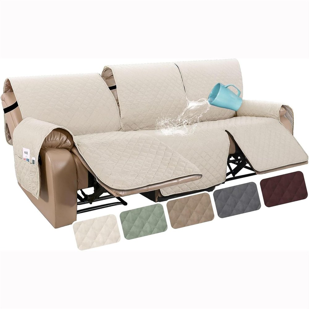 ZYANLING Waterproof Recliner Sofa Covers 1-Piece Chair Cover for 3 Seater Recliner Sofa Cover Armchair Covers for Recliner Sofa Protector (Coconut Milk)