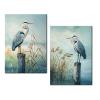2 Piece Heron Canvas Wall Art Cyan Bird Picture Artwork Coastal Birds Print Painting Modern Birds Picture Poster Framed for Living Room Bedroom Barhroom Wall Decor view 1