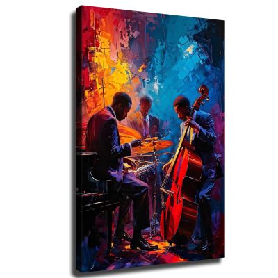 African American Jazz Band Canvas Wall Art, Black Culture Music Themed Poster, Rock Band Vintage Poster Fashionable Unique Home, Office, Bedroom Decor (Unframed-1,0812-inch(2030cm))