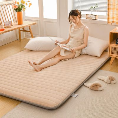 TFDRSEXVD Japanese Futon Floor Mattress,Thicken Tatami Mattress,Portable Sleeping Pad,Mattresses for House Couch,Roll Up Double Single Warm Mattress,Floor Lounger Bed,Flesh,90x190cm
