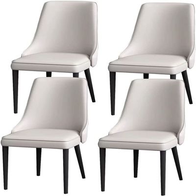 HAOKAZLBR Modern Dining Room Chairs Upholstered Dinner Chair Dining Chair Set of 4 Napa Leather Kitchen Living Room Lounge Counter Chairs Sturdy Carbon Steel Metal Legs(Light Grey)